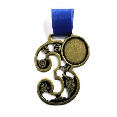 Imagem de Medalha 75mm Numeral 3 Bronze pacote c/ 5 Unidades - MedalhaSul