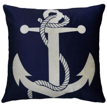 Imagem de Capa Almofada Veludo Azul Bege Marítima Pousada Praia 45x45 - M3 Decor