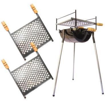 Imagem de Churrasqueira Botijão P2 Pés 3 Níveis 2 Grelhas 32 X 24 CM - MaxGrelha