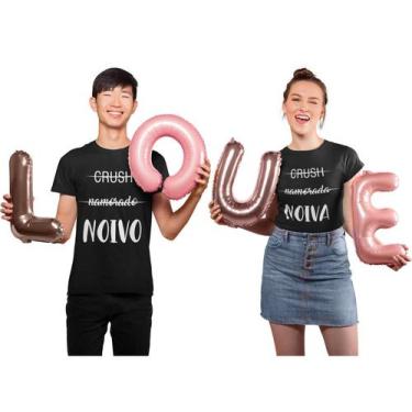 Imagem de Kit Love Com 2 Camisas Camisetas Baby Look Dia Dos Namorados Casal Pre
