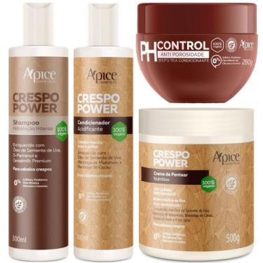 Imagem de Kit Crespo Power Apse Porosidade Shampoo + Condicionador + Creme Pente