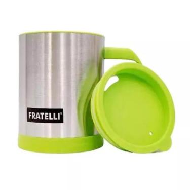 Imagem de  Caneca Copo Mixer De Inox Com Tampa 350ml - Fratelli, VERDE CLARO