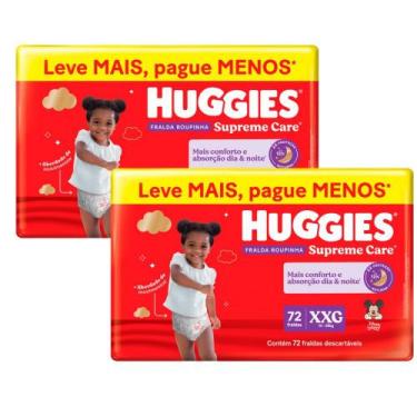 Imagem de Kit 2 Fralda Roupinha Huggies Supreme Care Tamanho XXG 72 Unidades Des