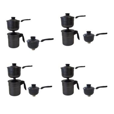 Imagem de Cuscuzeiro alumínio preto  craqueado nordestino  4 unidades - Colombo 