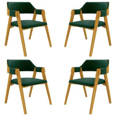 Imagem de Kit 4 Cadeiras Sala de Jantar e Jogos Carteados Madeira Maciça Poker V