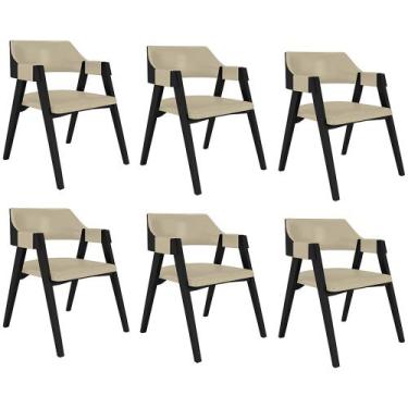 Imagem de Kit 6 Cadeiras Sala de Jantar e Jogos Carteados Madeira Maciça Poker P