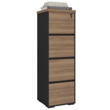 Imagem de Armário Arquivo com Chave 4 Gavetas Corp A06 Nogal/Preto - Mpozenato, 
