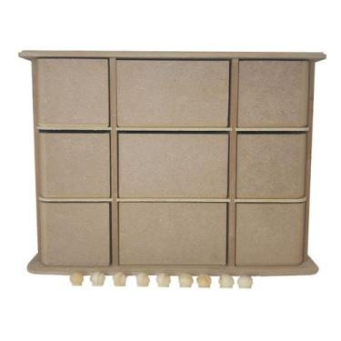 Imagem de Comoda com 9 Gavetas 6mm 32x18,5x23,5 Mdf Madeira - ATACADÃO DO ARTESA