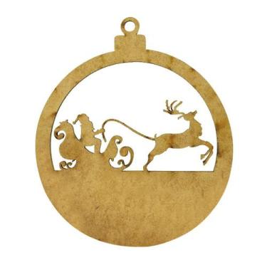 Imagem de Aplique Bola de Natal Trenó 8,7cm Mdf Madeira - ATACADÃO DO ARTESANATO