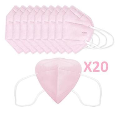 Imagem de Kit 20 Mascaras KN95 Rosa Clip Nasal bfe 95% Respirador de segurança f