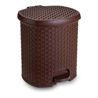 Imagem de Lixeira Cesto 6L Rattan Com Pedal Perfeita P/ Escritório Cozinha Quart