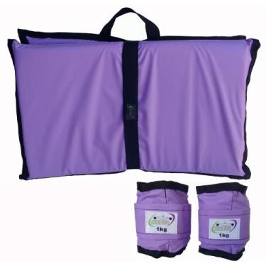 Imagem de Kit Tornozeleira 1KG Nylon Lilás + Colchonete Dobravel Lilás - Exercis