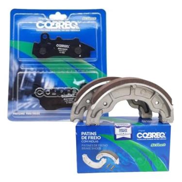 Imagem de Cobreq Kit de Freio para Honda CG 160 Titan, Fan e Cargo 2018-2024 (Combi Brake) - Pastilhas de Freio Dianteiras Orgânicas N1882 + Lonas de Freio Traseiras - Conjunto