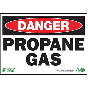 Imagem de Zing Green Products 1111 Placa de segurança de plástico reciclado "Danger Propane", 25,4 cm de comprimento, 18 cm de largura