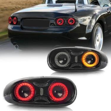 Imagem de Archaic Conjunto de luz traseira de LED para MAZDA MX-5 MIATA 2009-2015, lâmpada traseira de sequência de partida para 2º MX5, conjuntos de lâmpadas traseiras para NC1/NC2/NC3, Plug & Play, par, fumê