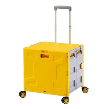 Imagem de carroça Carrinho de vagão de plástico com rodas dobrável utilitário vagão de mercearia jardim carrinho de mão portátil para compras transportando cargas pesadas dobrável