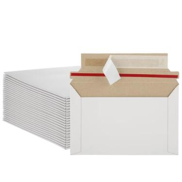 Imagem de FVIEXE Pacote com 100 envelopes rígidos de 15 x 10 cm, envelopes de papelão autoselados 450 GSM para CD, fotos, documentos, imagens, papéis, arquivos, branco