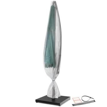 Imagem de Storage Standard Pacote com 2 Bolsas para Guarda-Chuva de Pátio-Capas de Reposição Transparentes para Guarda-Chuvas Externos, À Prova D'Água, Reutilizáveis, de Plástico Resistente de 4 Mil-Inclui Braç