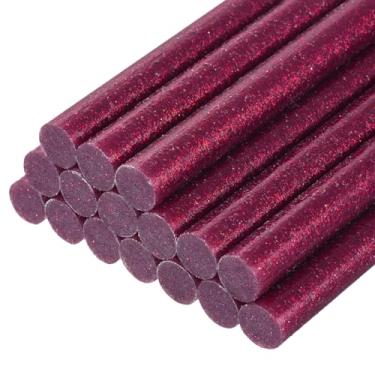 Imagem de uxcell Mini bastões de pistola de cola quente 10 cm x 1 cm para pistola de cola, glitter rosa vermelha, 16 peças