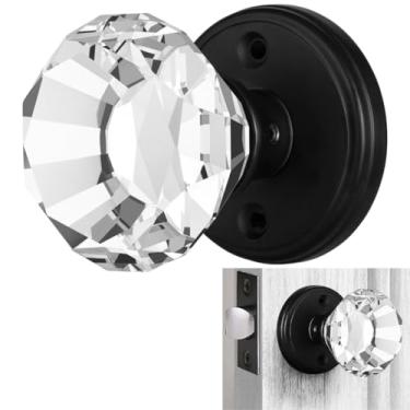 Imagem de Puxadores de porta de cristal Balin Designs – Conjunto de maçanetas de porta de vidro redondo fosco transparente – Puxadores de porta de vidro interior antigo, perfeitos para banheiro, quarto, corredor e porta de armário – Ferragens incluídas