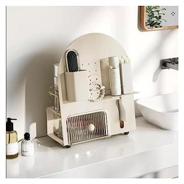 Imagem de CaiOrganizadora de Maquiagem Caixa de rack organizadora de maquiagem de metal, organizador de bancada para cosméticos, porta-vaidade para batom, pincéis, loções, sombra, esmalte e joias Organizador de