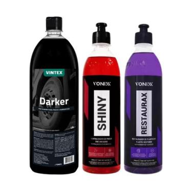 Imagem de Kit Darker Pneu Pretinho Restaurador Restaurax Shiny Vonixx