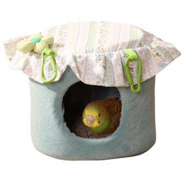 Imagem de Cama de pássaro suspensa para ninho de pássaros, para papagaios, periquitos, conures, calopsitas - decoração de habitats de gaiola de animais pequenos (azul)