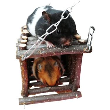 Imagem de Brinquedo de pendurar para hamster, tubo de cama pendurado de madeira para rato, chinchila, rato, gerbil, porquinho-da-índia e hamster anão (M)
