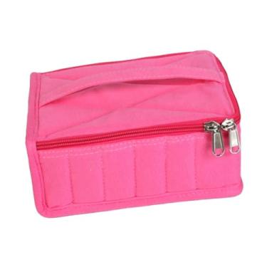 Imagem de Zialofi Estojo de óleo essencial com zíperes suaves, à prova de choque, algodão, portátil, bolsa de armazenamento de esmalte, 30 grades para viagens em casa, Rosa