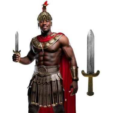 Imagem de Nicky Bigs Novelties Espada Curta Pirata Romana De Plástico, Acessório Para Fantasia De Adaga Medieval Dourada