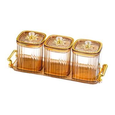 Imagem de Ioensy Dividido servir pratos de casta de pratos com tampas lanches lanches condimentos condimentadores condimentam potes de especiarias para lanches de, Marrom