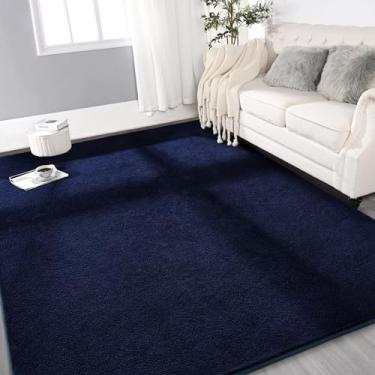 Imagem de Gifeas Tapetes grandes, ultramacios, modernos, para sala de estar, quarto, 1,8 x 25 m, azul marinho, espuma viscoelástica espessa, tapetes minimalistas, antiderrapante, confortável para meninos e
