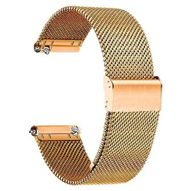 Imagem de TStrap Pulseira de relógio de malha de metal - ouro rosa de liberação rápida para homens e mulheres - pulseira de substituição para relógios inteligentes de aço inoxidável - 10 mm, 12 mm, 14 mm, 16