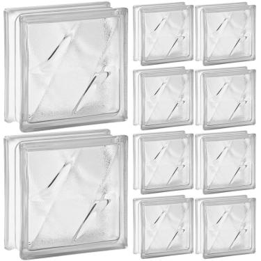 Imagem de Kit 10 Tijolos Bloco De Vidro Transparente 19X19X8 Estrela