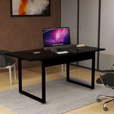 Imagem de Escrivaninha Industrial Para Escritório Quarto Home Office Computador Notebook Tampo MDF Sem Vidro