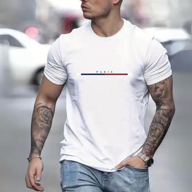 Imagem de Camiseta Básica Personalizada Estampa Clássica Paris 2 Look Casual Alg