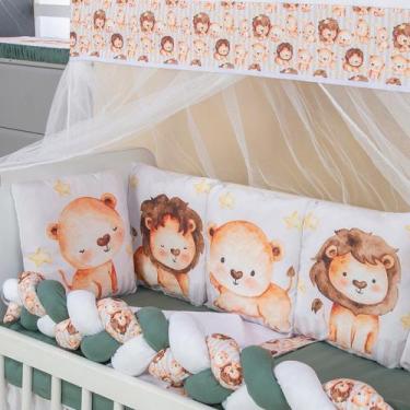 Imagem de Kit Mini Berço com 12 peças Saia de Berço Bebê Menino Leaozinho - Cari