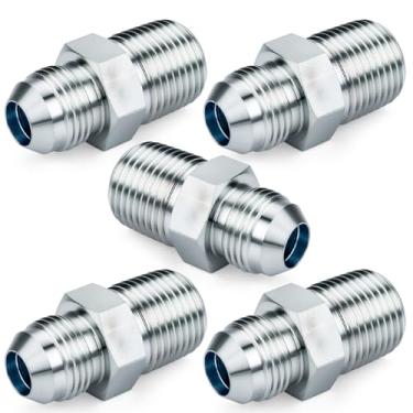 Imagem de Acessórios adaptadores de mangueira hidráulica reta, 2404-06-06 3/20.3 cm macho JIC (9/40.6 cm-18 thread) x 3/20.3 cm macho (3/20.3 cm-18NPTF) SAE conectores x pacote com 5