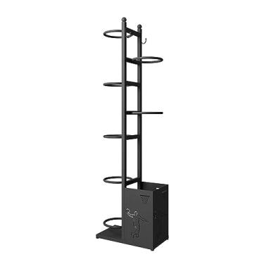 Imagem de XNXWDZ Suporte de basquete vertical, rack de armazenamento de equipamentos de bola esportiva com cesta e ganchos para uso interno e externo (capacidade preta 7)