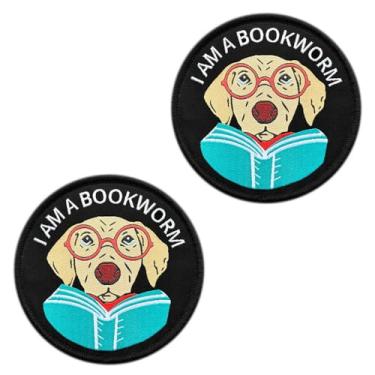 Imagem de 2 peças I AM A Bookworm Patch tático engraçado bordado gancho e laço aplique emblema bandeira militar para jaqueta, jeans, bolsas, chapéus, roupas, mochilas, colete