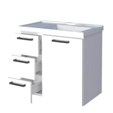 Imagem de Gabinete para Banheiro em Aço Ameixa 0,62 Metros Branco com Lavatório 