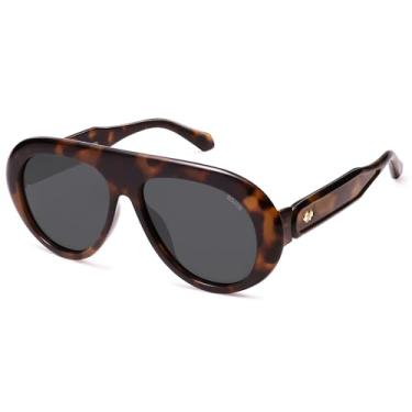 Imagem de SOJOS Óculos de sol aviador polarizados grandes e modernos, femininos, masculinos, retrô, vintage, estilo anos 70, proteção UV, SJ2390, Tartaruga escura/cinza, X-Large