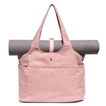 Imagem de ESVAN Bolsa de ioga, bolsa de ombro feminina, bolsa de ombro para viagem, escritório, treino, academia, enfermeira, praia (linho rosa)