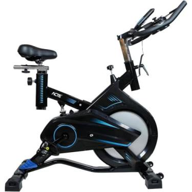 Imagem de Bicicleta Ergométrica Spinning Pro, Freio Mecânico, Monitor LCD, 100kg, Preto/Azul