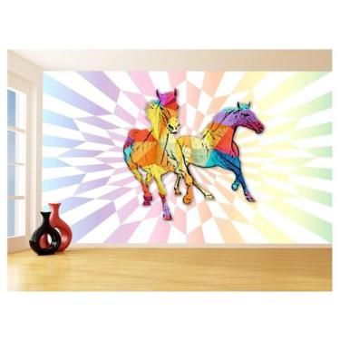 Imagem de Papel De Parede Animais Pop Art Cavalos Cores 3,5M Pxa360 - Você Decor