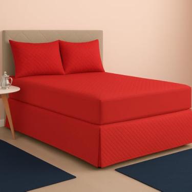 Imagem de Kit Capa Impermeável Protetora para Colchão Queen + 02 Protetores Impermeáveis para Travesseiro - 4 Camadas de Proteção - Respirável e Não faz barulho - (Vermelho, Queen)