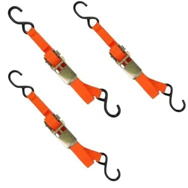 Imagem de Cinta de Amarração com Catraca, 4,0 Metros, 25mm, Capacidade 120kg, Ganchos nas Extremidades, Laranja