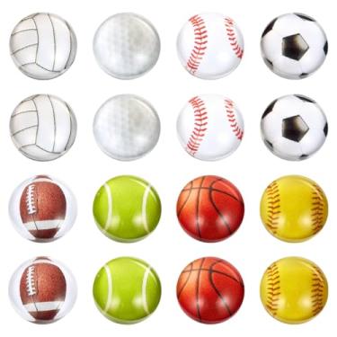 Imagem de PH PandaHall 8 estilos bola esportiva cabochão 48 peças 12 mm tema esportivo vidro cabochão flatback basquete contas futebol futebol tênis enfeite para verão colar fazer joias artesanato decoração