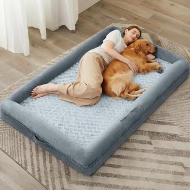 Imagem de WNPETHOME Cama de cachorro humana grande de 180 cm x 117 cm, sofá-cama ortopédica para cães com capa removível e impermeável, cama extra grande para cães com laterais reforçadas, cama gigante para