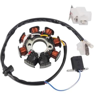 Imagem de YINNCKE Estator de ignição Magneto 4 fios AC 8 postes serve para GY6 49cc 50cc 80cc 100cc 125cc 150cc 139QMB 147QMD 152QMI 157QMJ Scooter Moped ATV Sunl Roketa Dune Buggy Go Kart